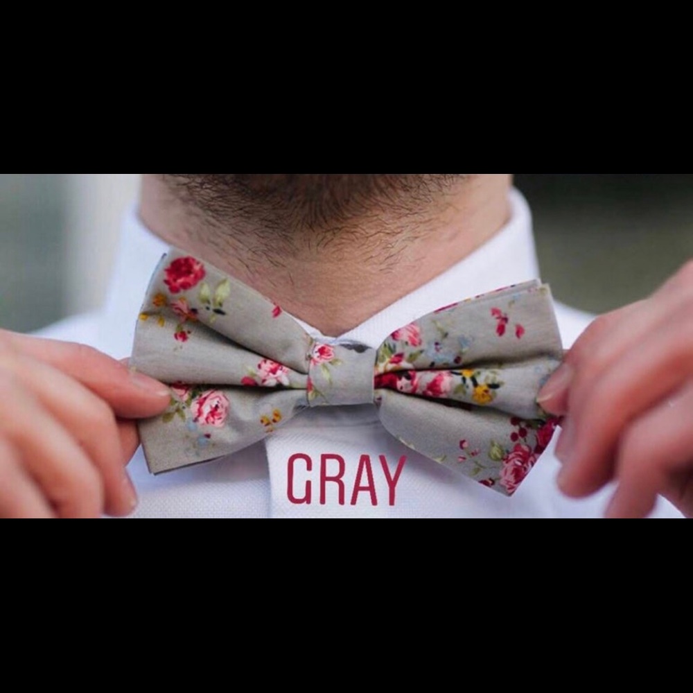 Gray floral bowtie - Picture 2 of 2